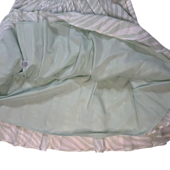 Chelsea28 Puff Sleeve Babydoll Dress XL Green Ivory Zebra Print - Picture 8 of 9